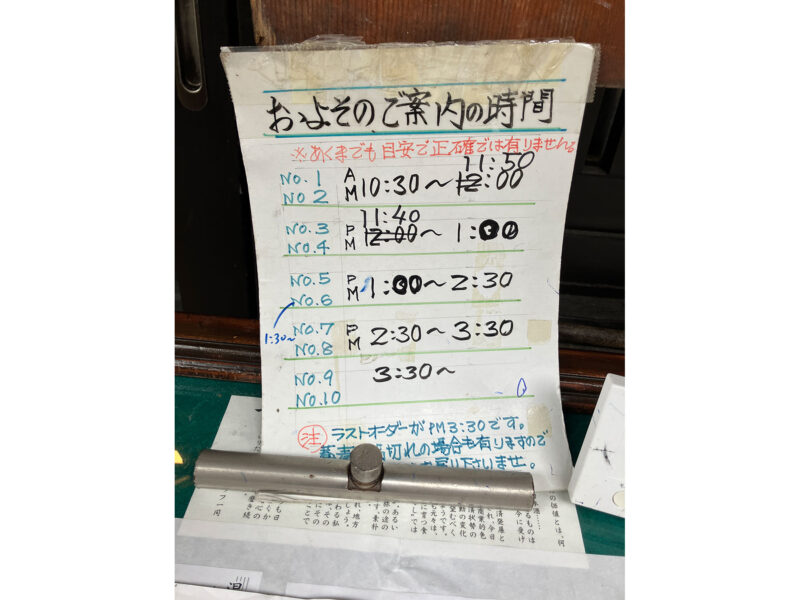 うずら家待ち時間の目安